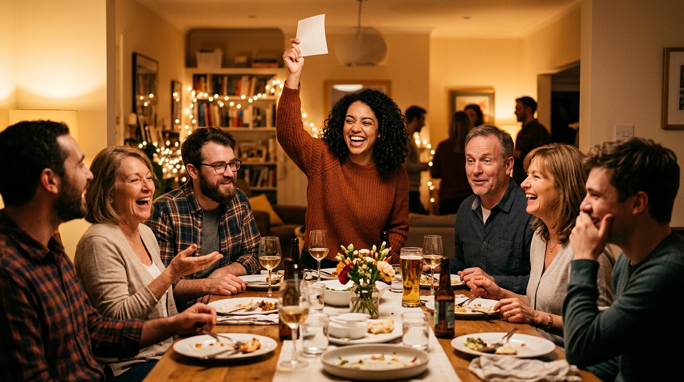 Amis riant en comparant leurs résultats de calcul