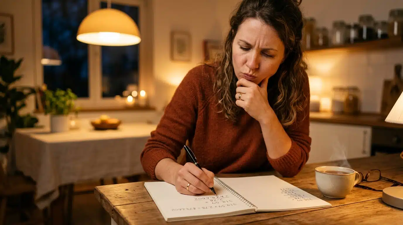 Une personne résout un calcul piégeant avec une virgule