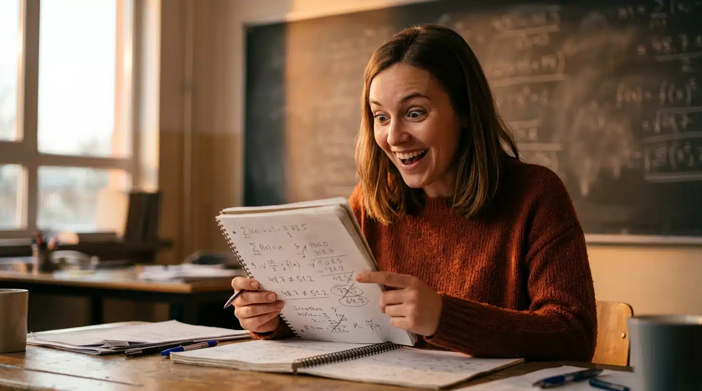 Un visage exprimant la surprise après une erreur de calcul