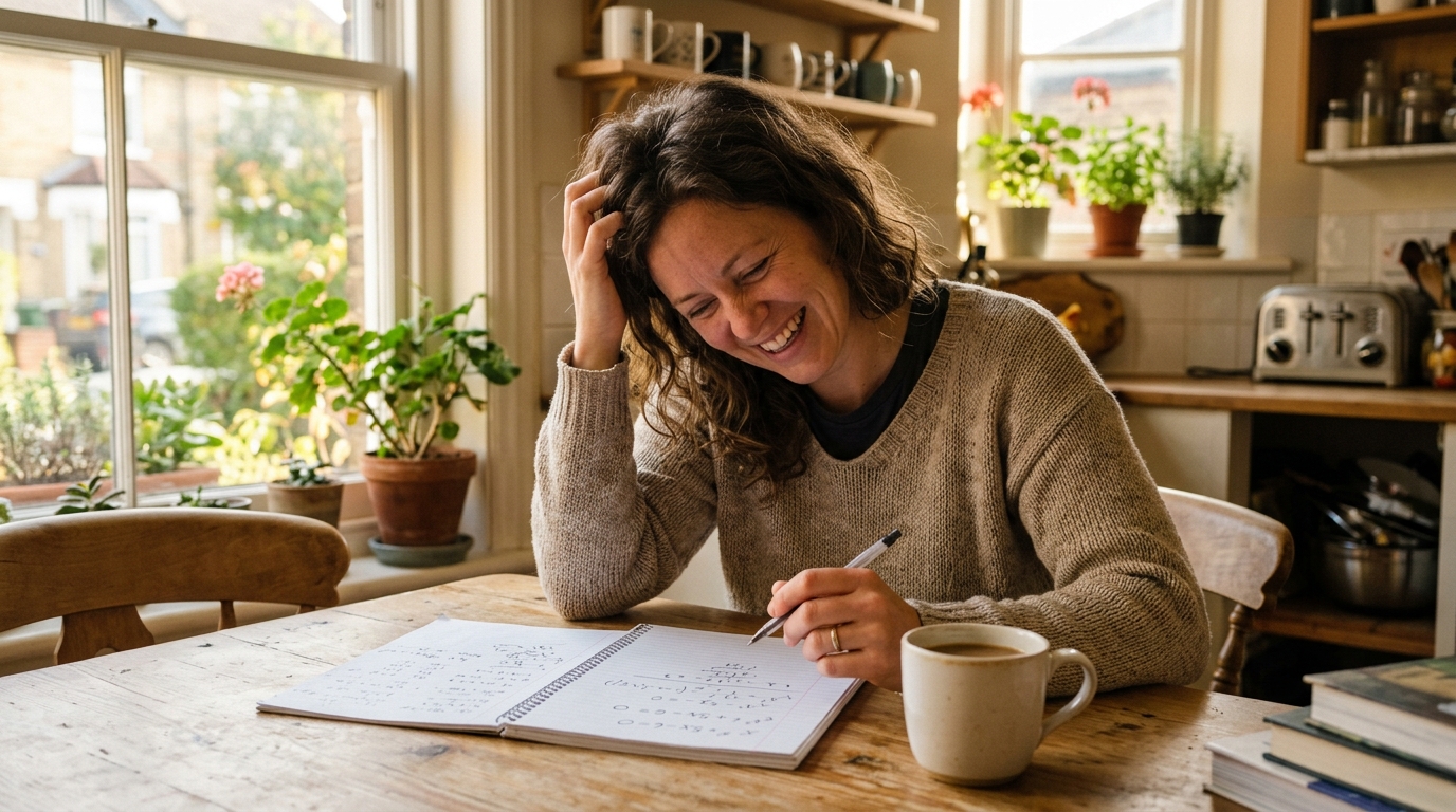Personne perplexe devant un calcul mental le lundi matin