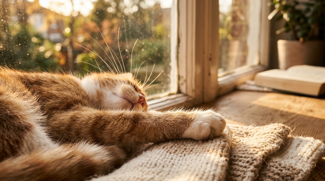 Chat sentant la chaleur résiduelle près d'une fenêtre