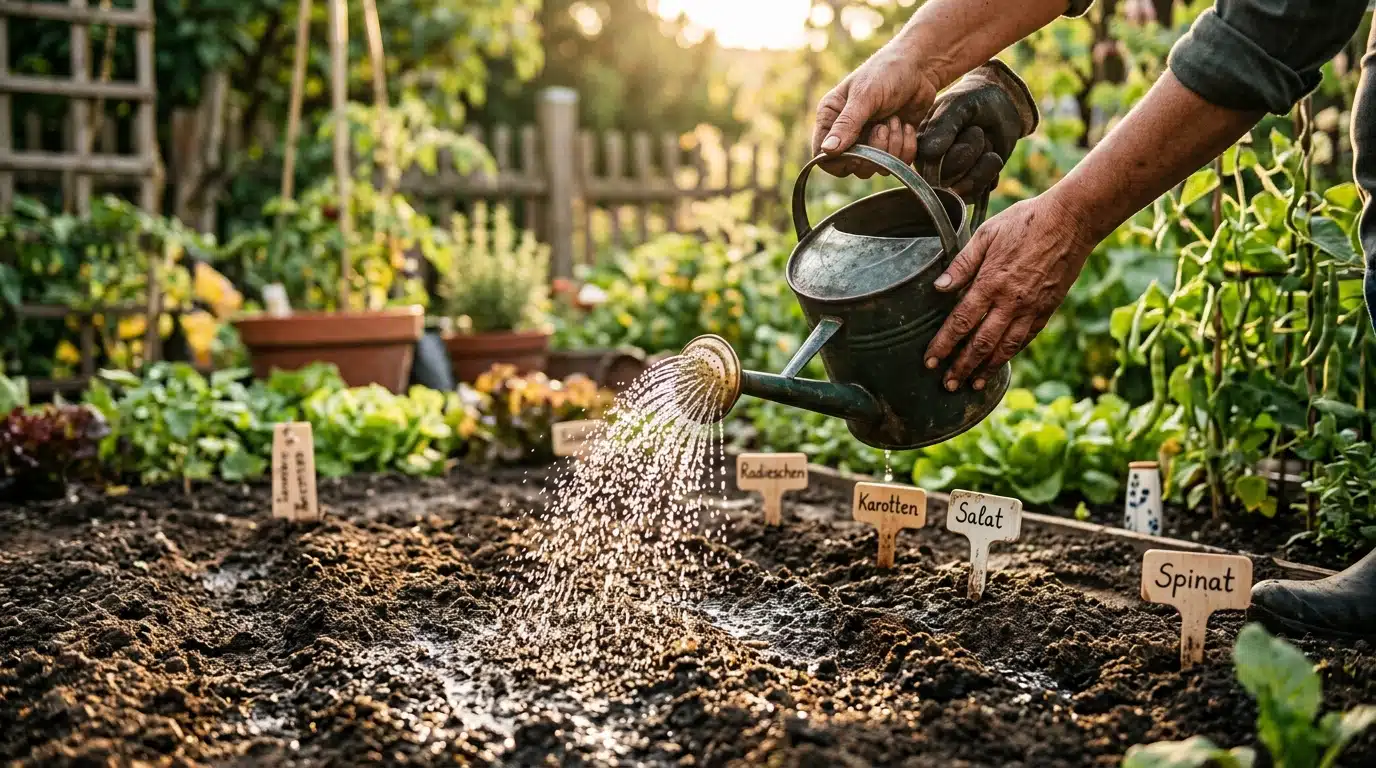 Arrosage en pluie fine de semis de potager