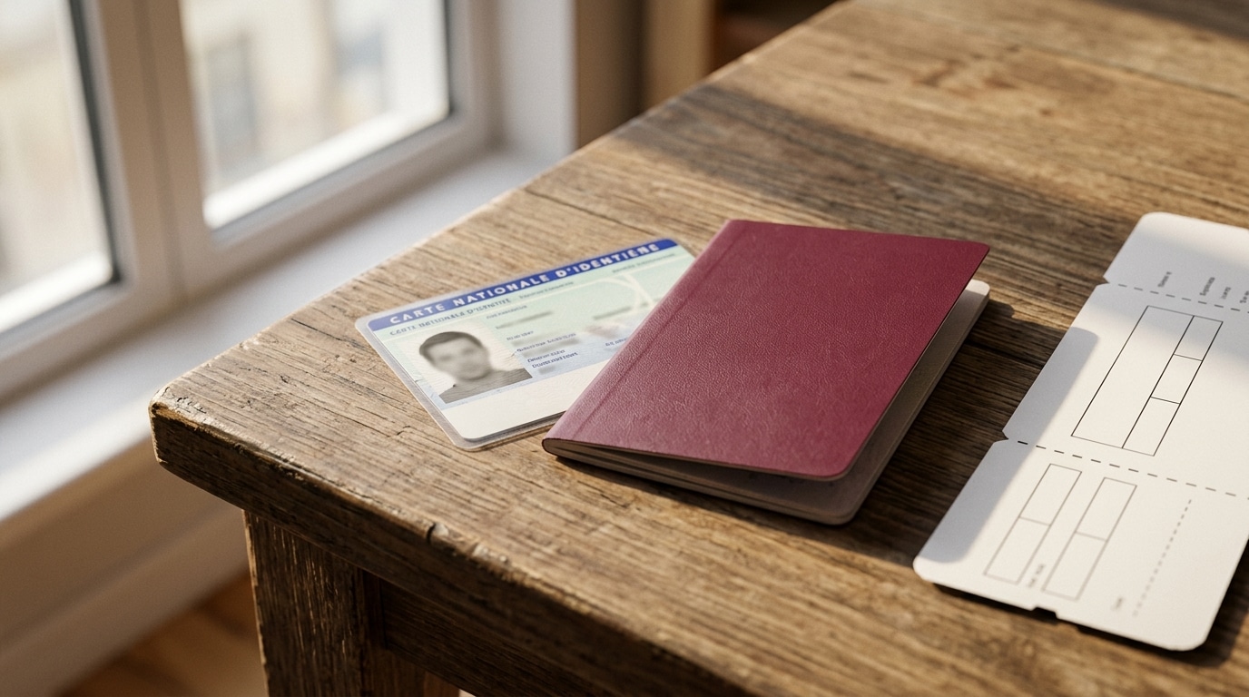 Carte d'identité française et passeport posés côte à côte