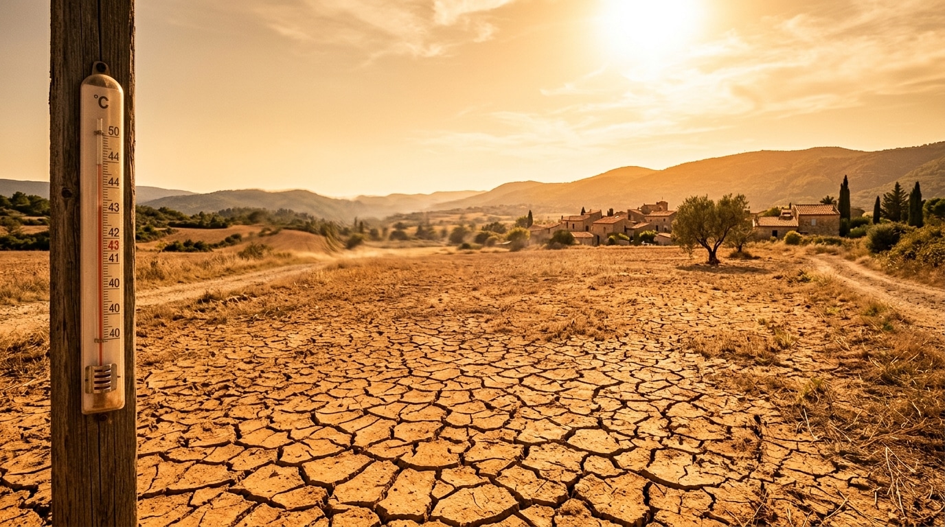 Paysage français sous une chaleur écrasante et sécheresse