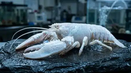 Homard albinos blanc aux points bleu pâle