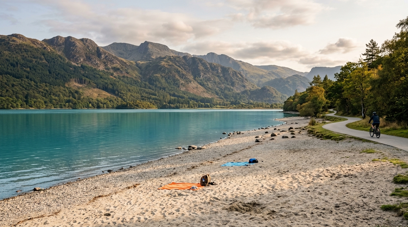 Plage du lac d'Annecy quasi déserte en semaine de rentrée