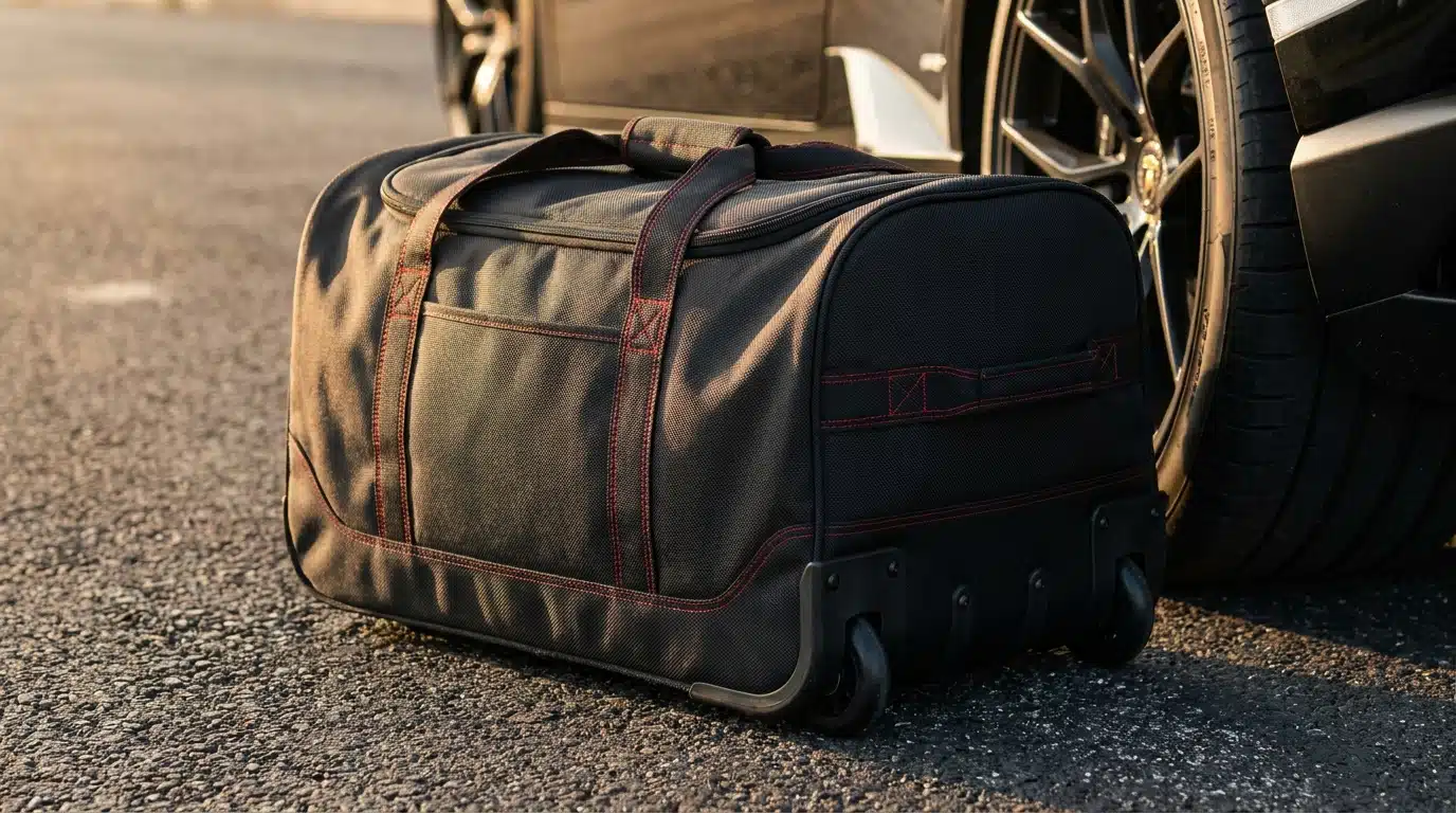 Sac de voyage à roulettes en tissu imperméable noir
