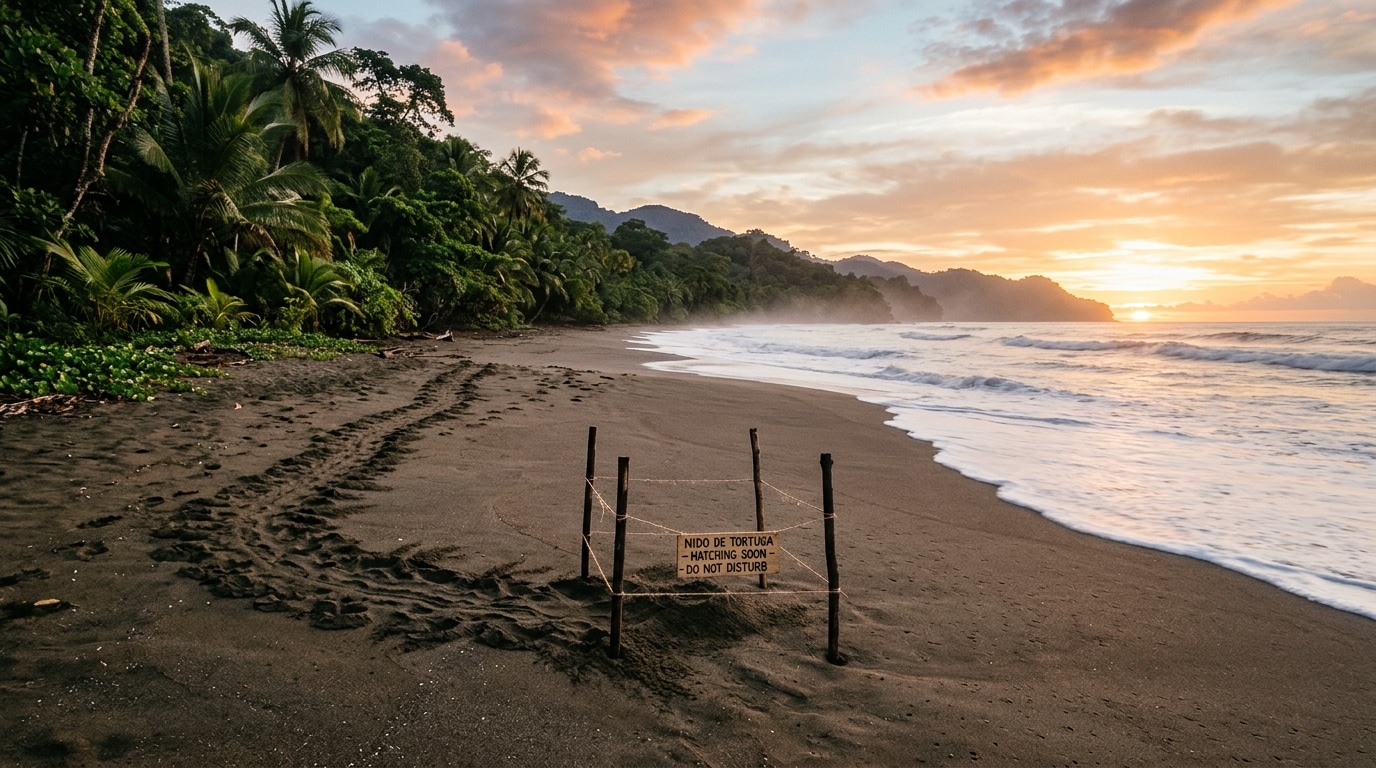 Nid de tortue marine sur une plage isolée du Costa Rica
