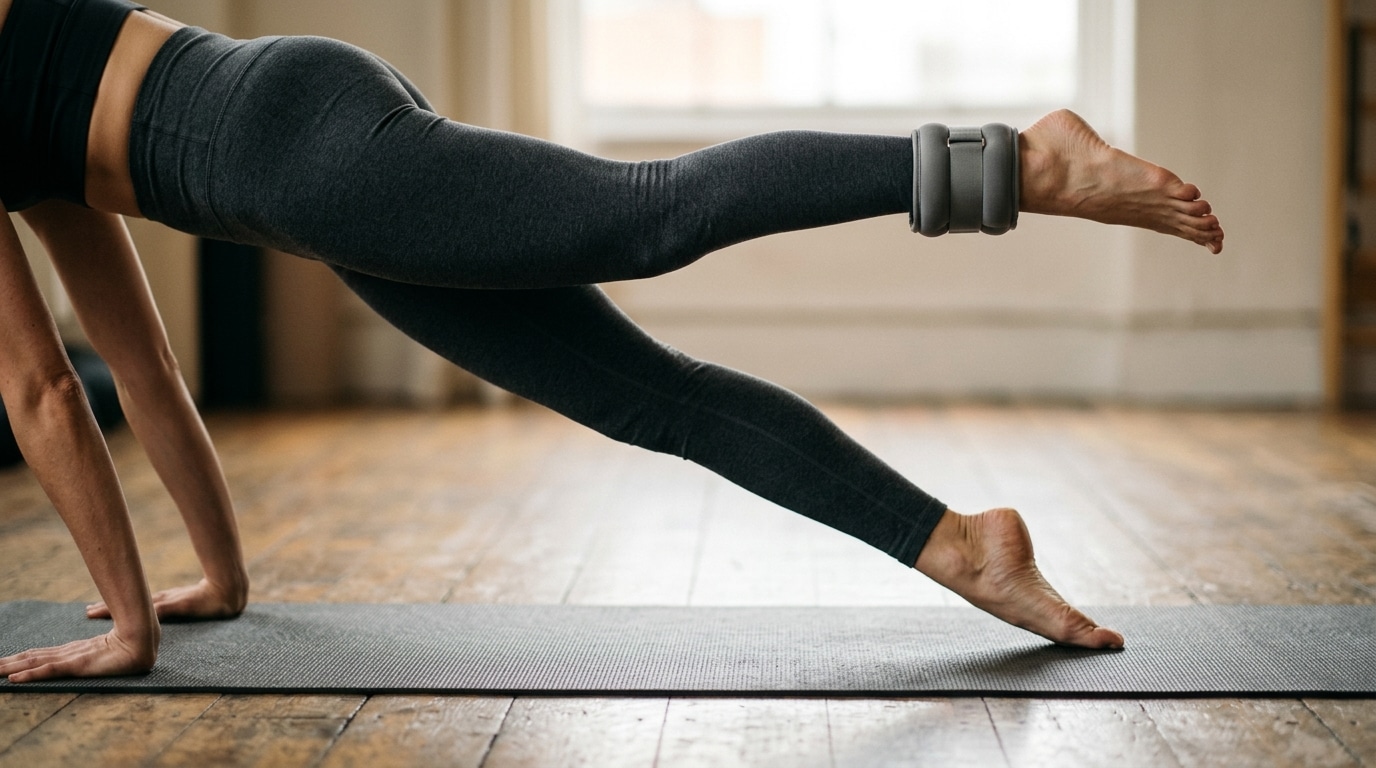 Jambes en mouvement avec lests pendant exercice au sol