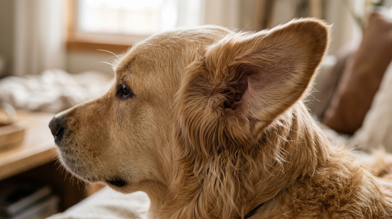 Gros plan sur l'oreille mobile d'un chien