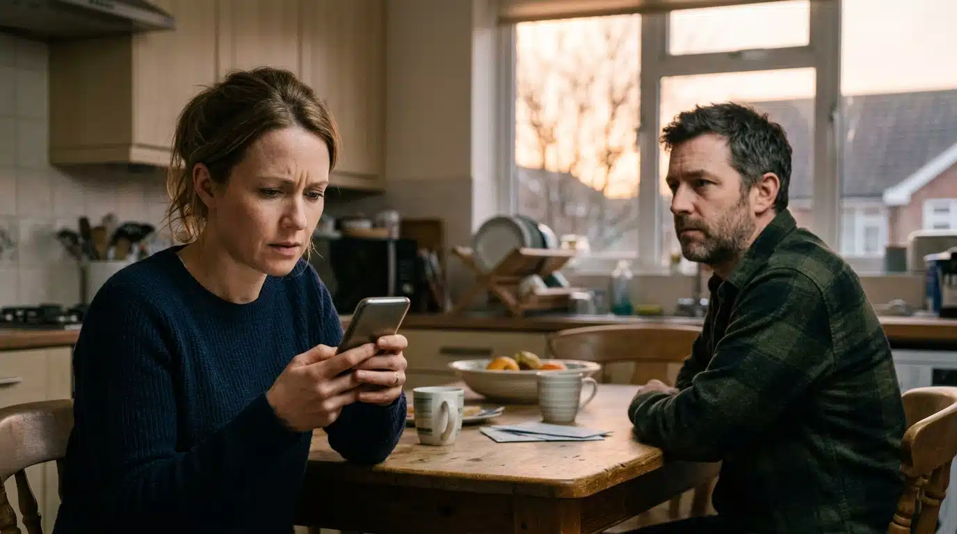 Couple silencieux face à face autour d'une table