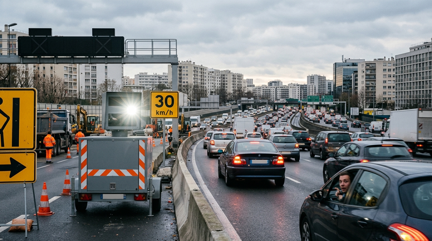 Ce radar de chantier flashe dès 30 km/h sur le périphérique : la facture s'annonce colossale