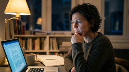 Homme anxieux devant un ordinateur la nuit