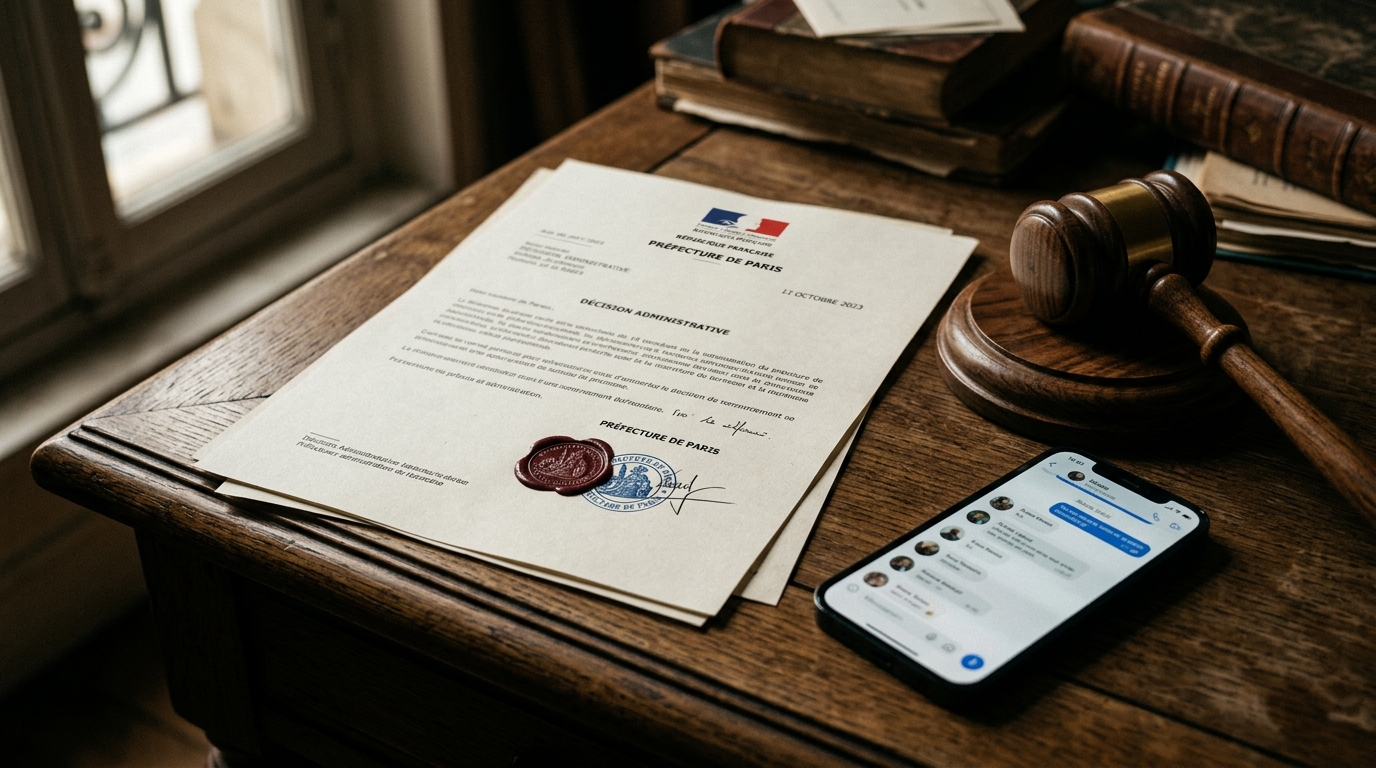 Lettre administrative et smartphone sur un bureau