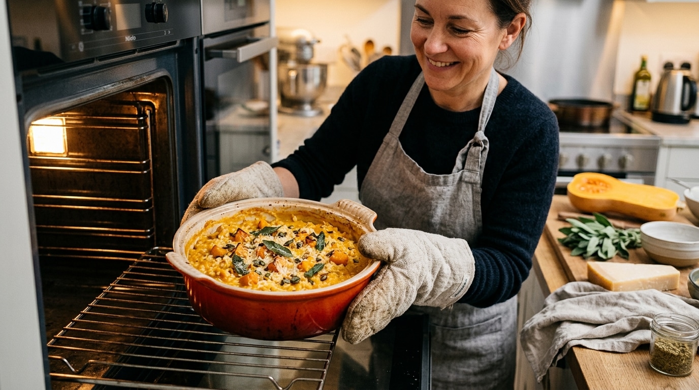 Ce risotto de courge se prépare au four sans remuer la cuillère un seul instant
