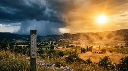 Ciel contrasté entre canicule et orage arrivant
