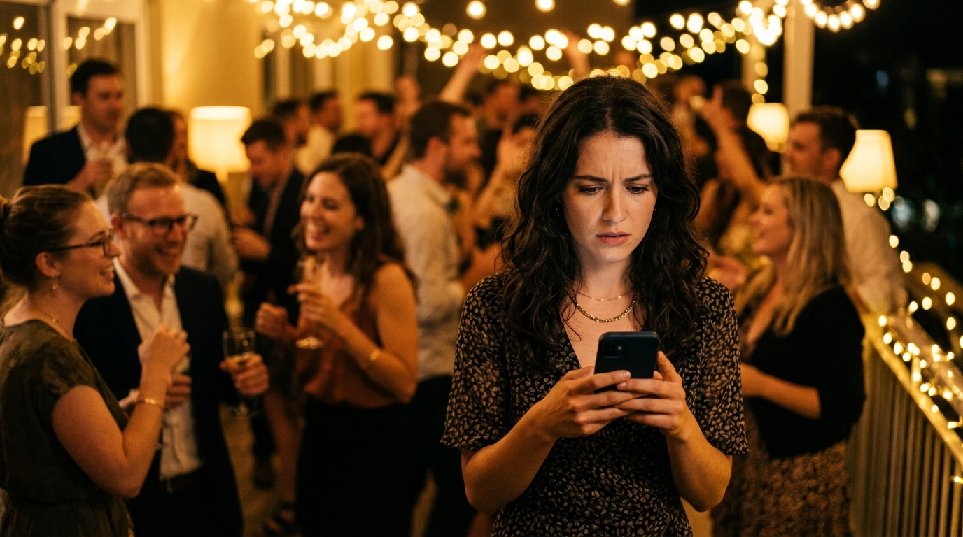Femme anxieuse regardant son téléphone en attente d'un message