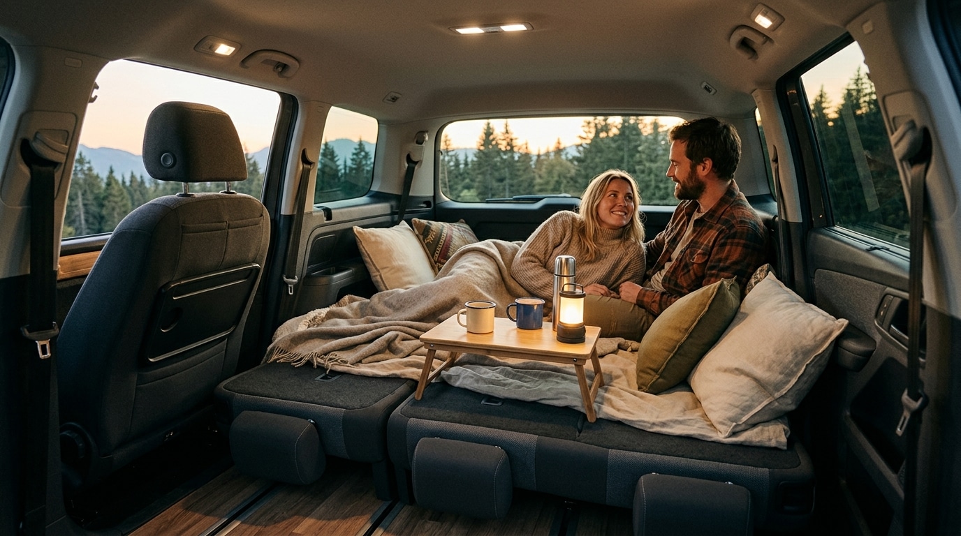 Intérieur modulable de SUV transformé en lit