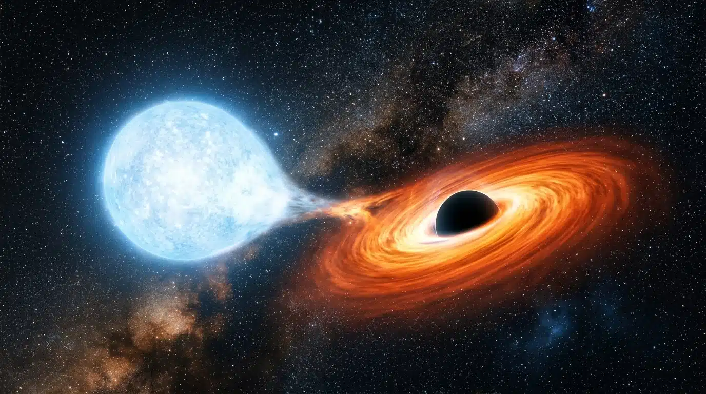 Trou noir stellaire entouré d'un disque d'accrétion lumineux