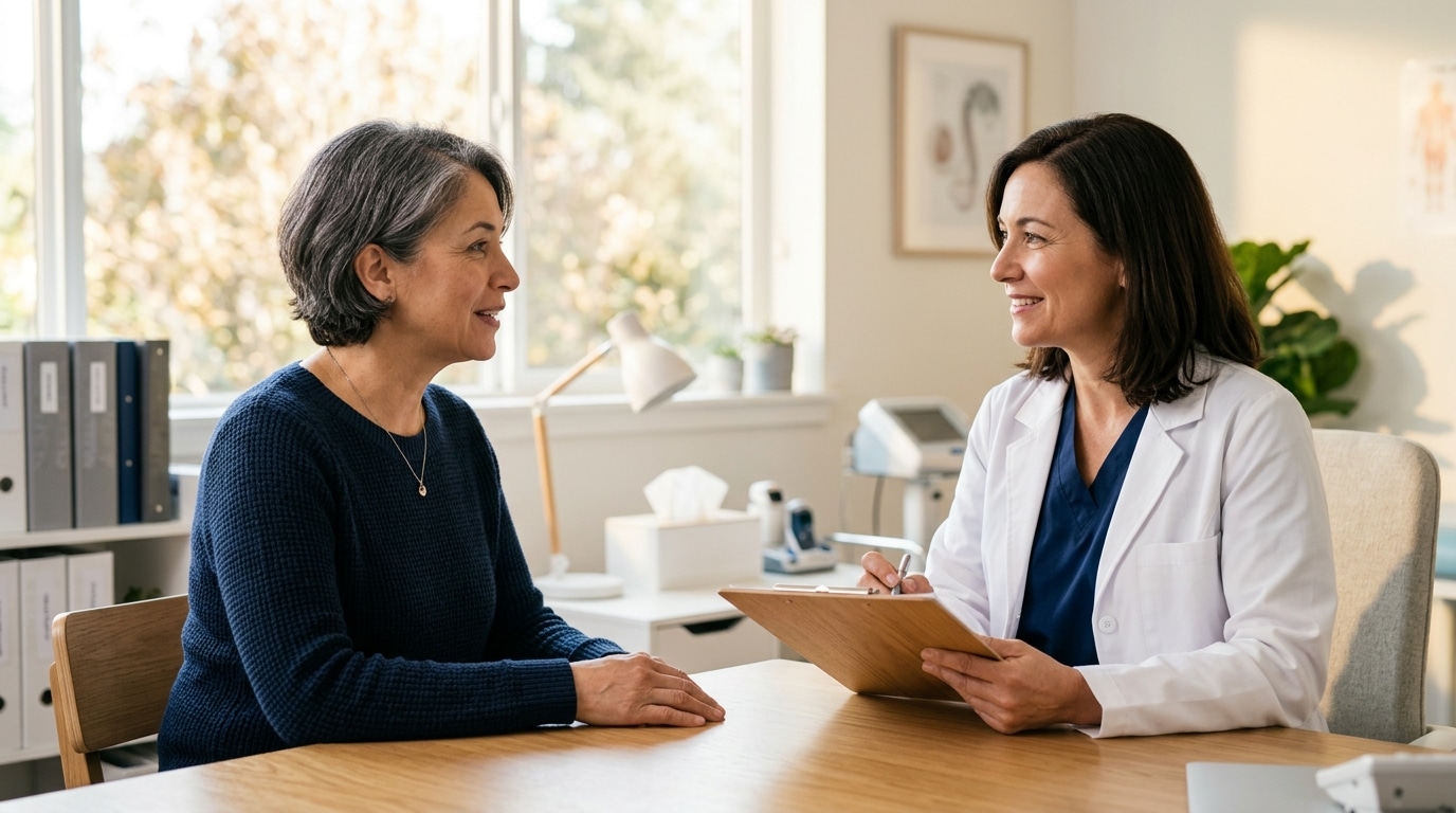 Femme en consultation avec sa gynécologue