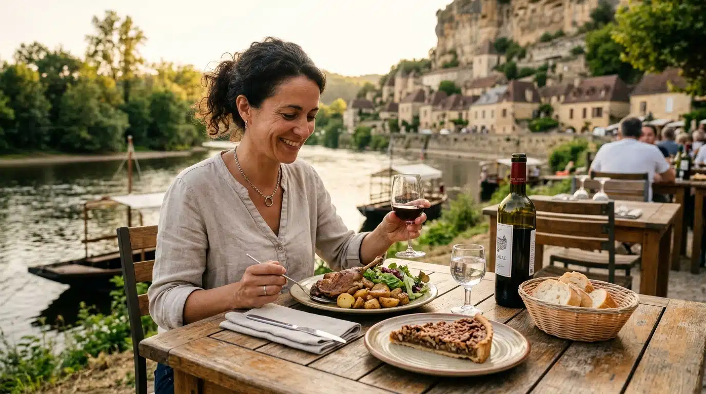 Déjeuner périgourdin au bord de la rivière Vézère