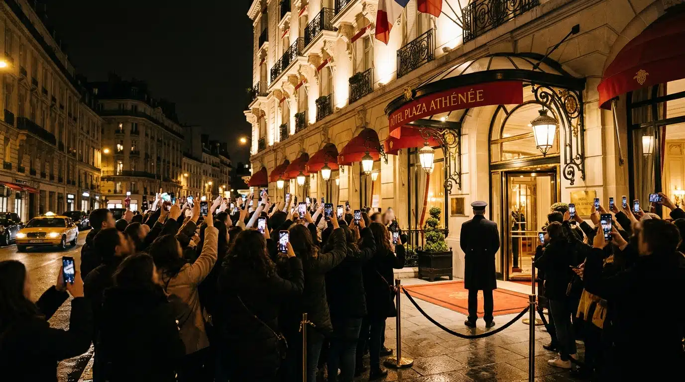 Fans devant l'hôtel parisien de la star