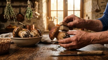 Nettoyage minutieux des cèpes avant cuisson
