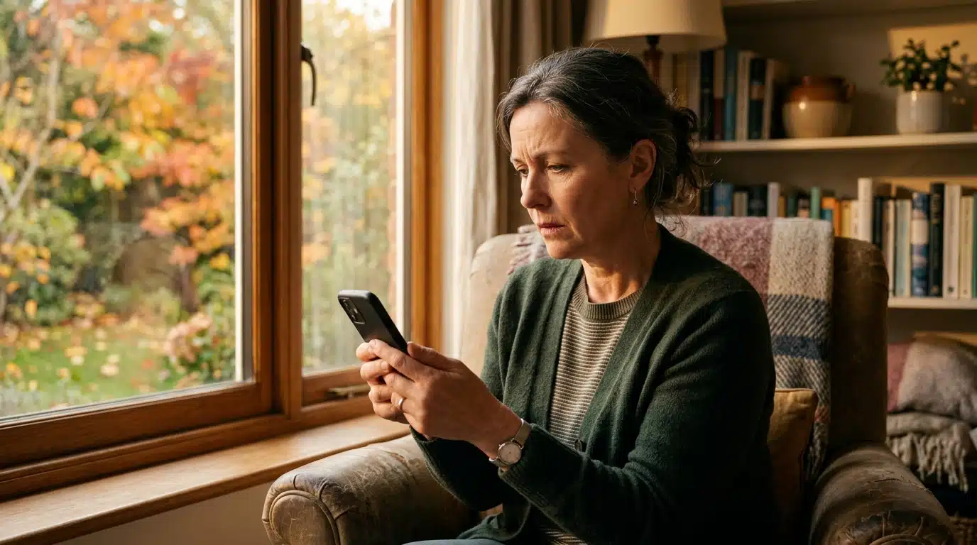 Femme pensive réalisant une manipulation à la rentrée