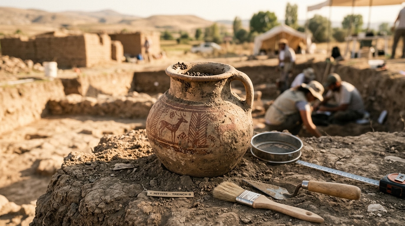 Vasique en terre cuite hittite avec graines anciennes