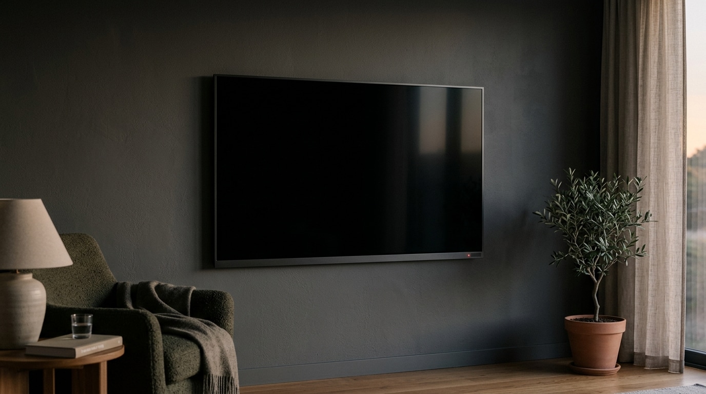 Téléviseur OLED éteint avec voyant veille allumé