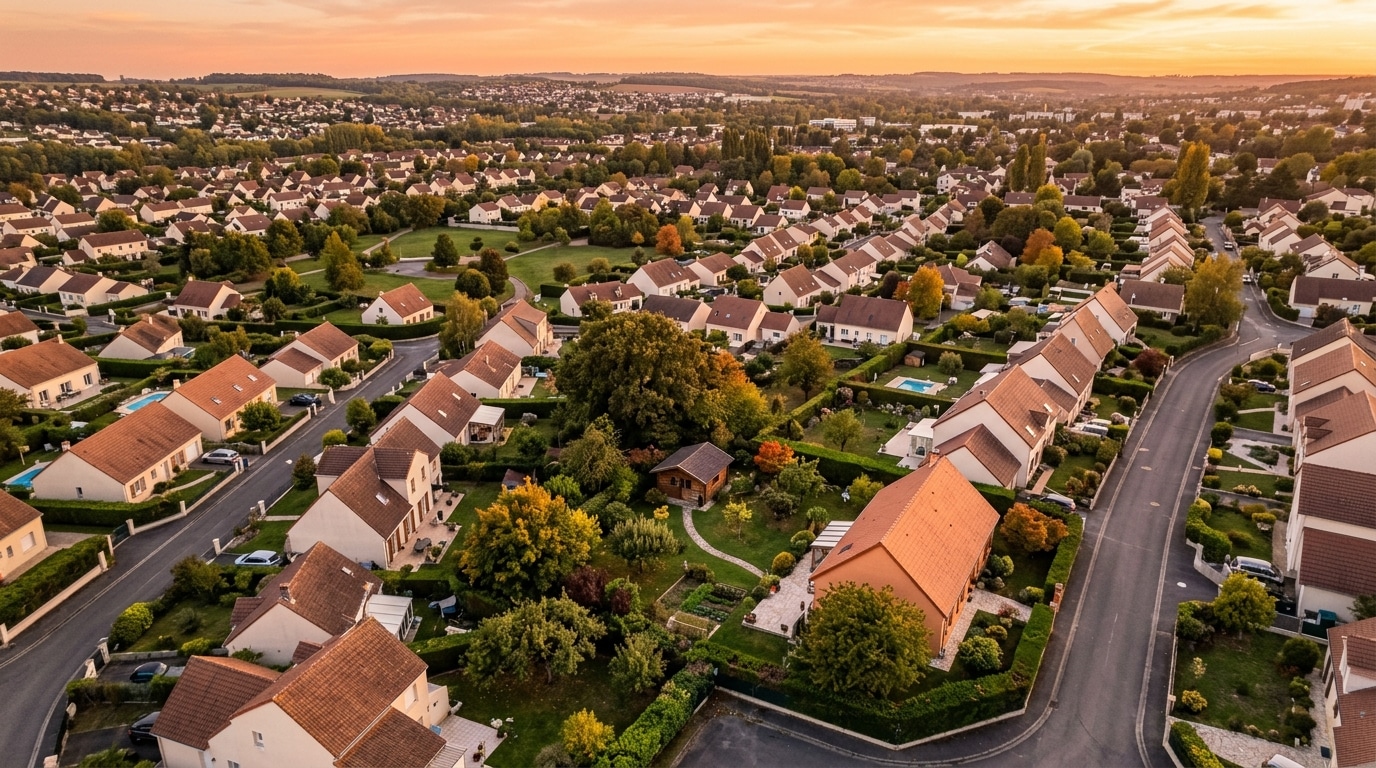 Vue aérienne d'un jardin avec abri repéré