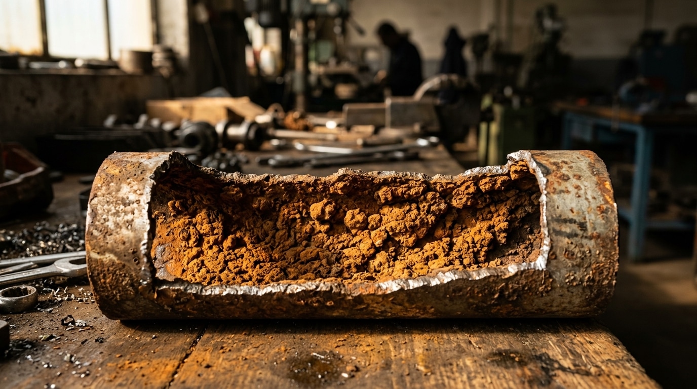 Tuyau en acier galvanisé rongé par la corrosion