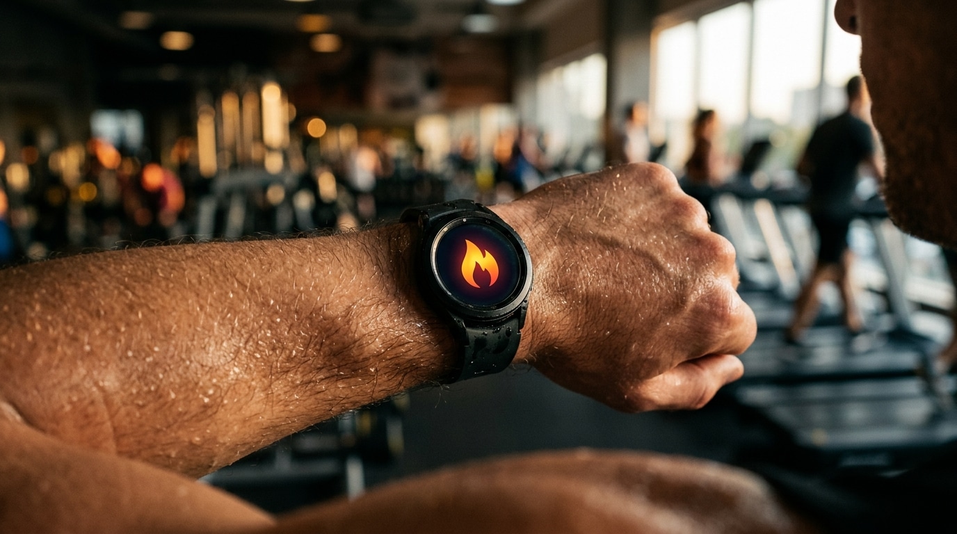 Poignet en sueur avec montre connectée après effort