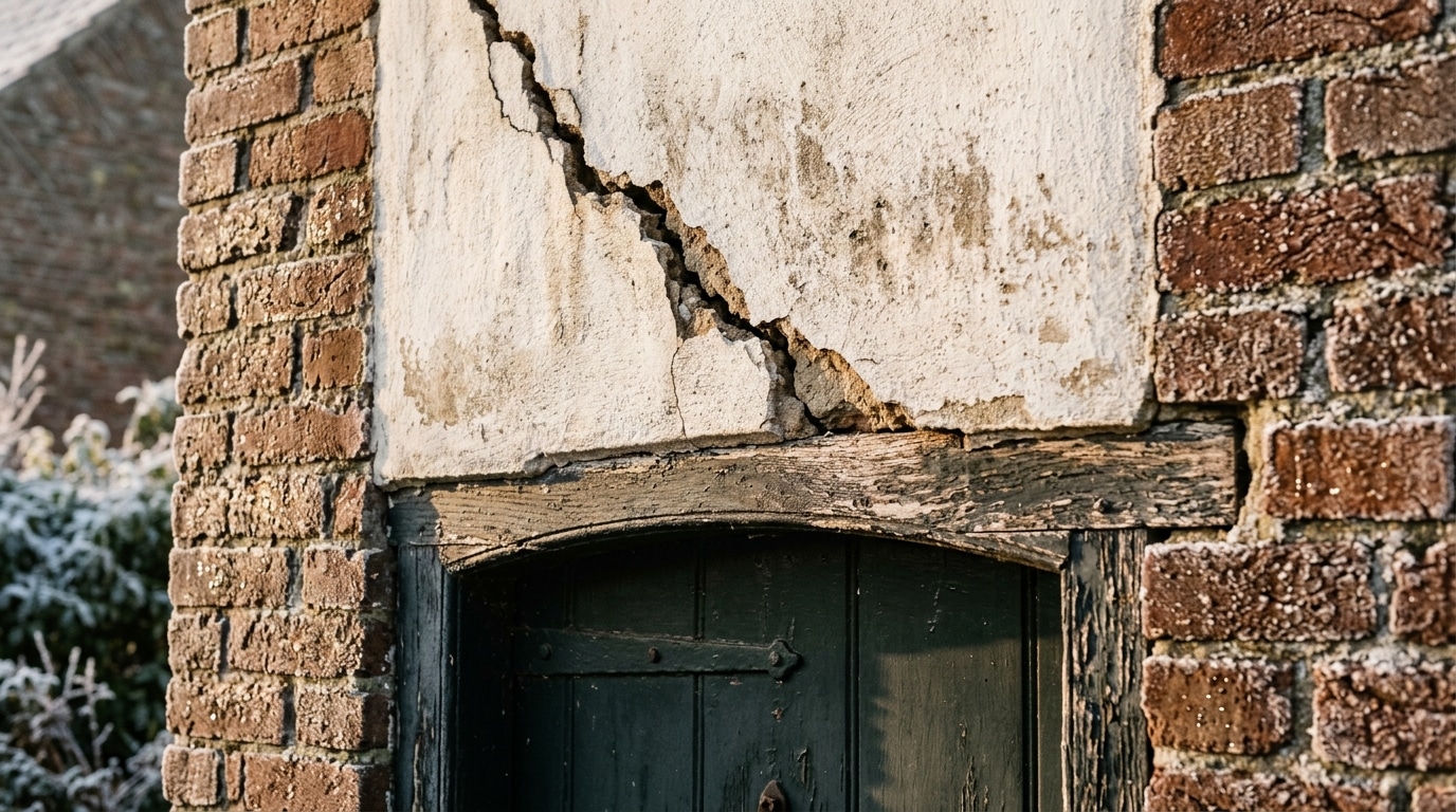 Fissure diagonale au-dessus d'une porte d'entrée