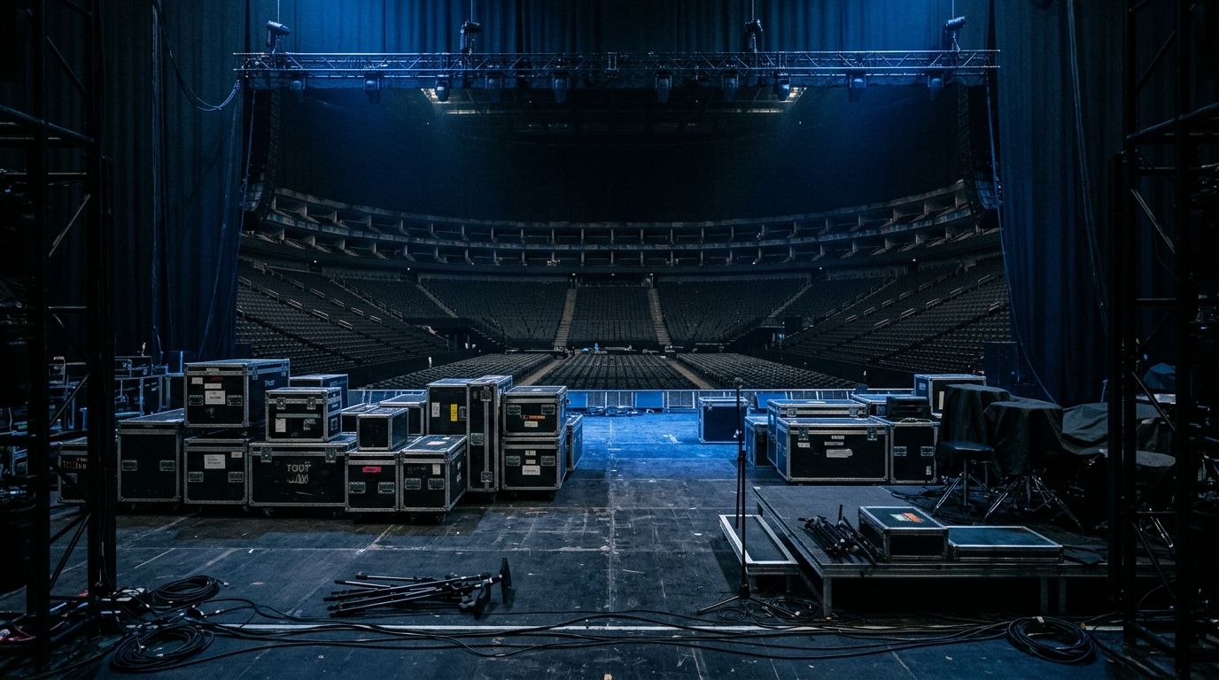 Salle de concert vide, symbole de la tournée annulée