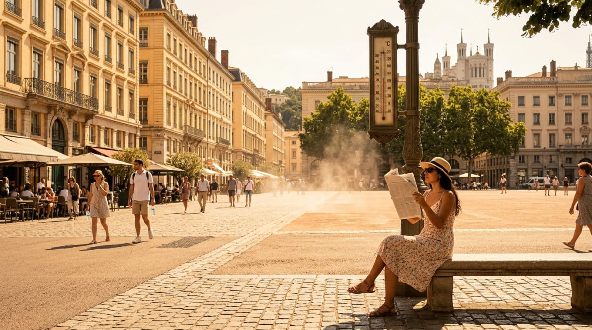 Chaleur intense sous le soleil à Lyon en septembre