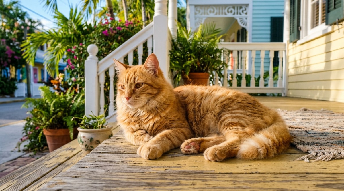 Chat avec des doigts supplémentaires au soleil