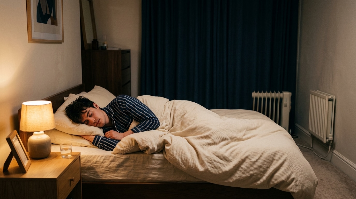 Homme dormant paisiblement dans une chambre fraîche