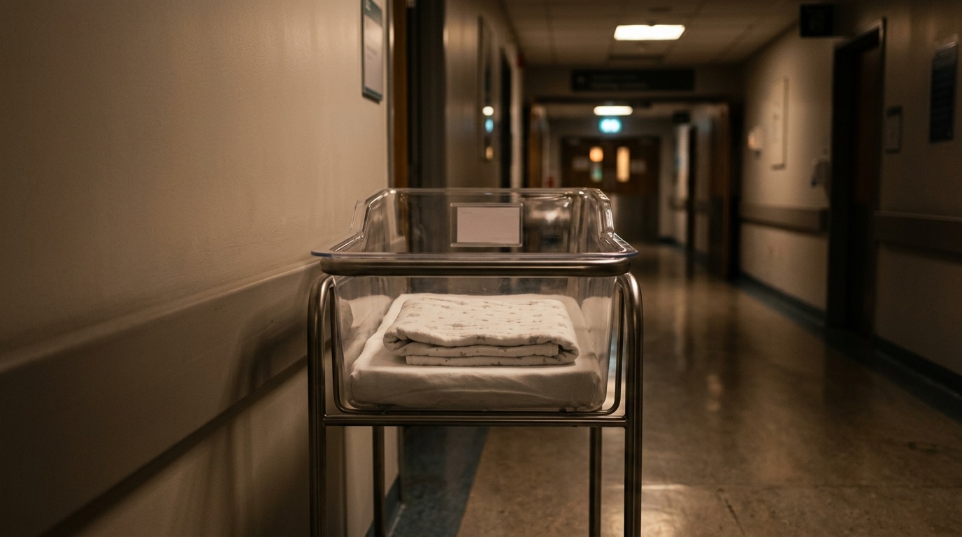 Berceau vide dans une chambre d'hôpital