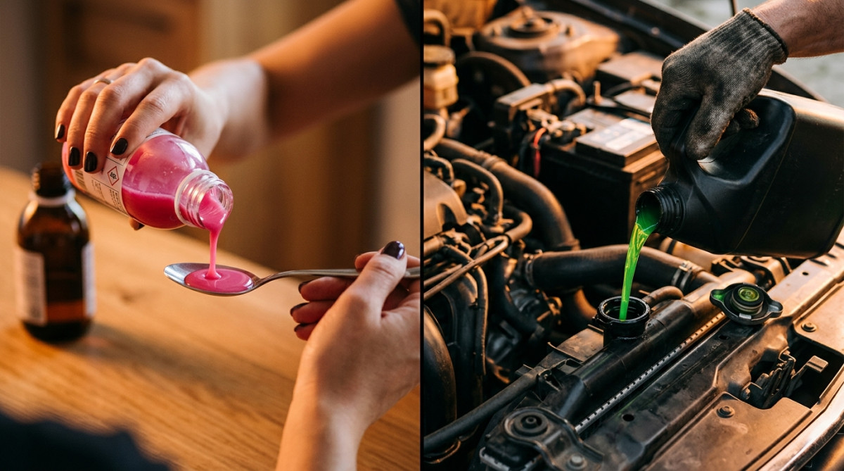 Comparaison sirop médicament et antigel automobile