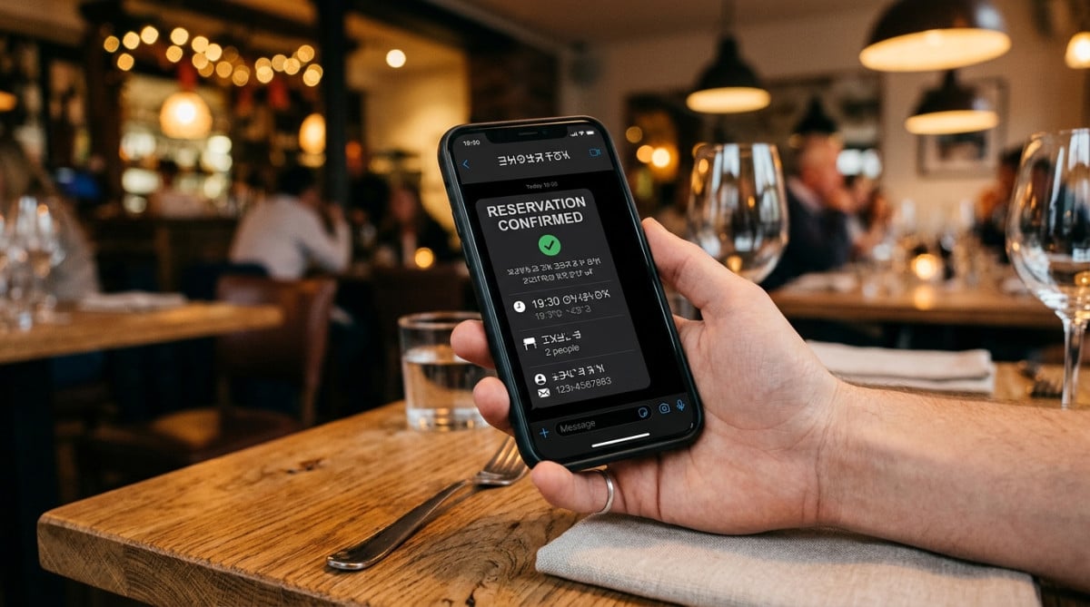 Confirmation de réservation restaurant sur smartphone