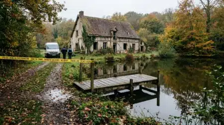Maison abandonnée au bord d'un étang normand