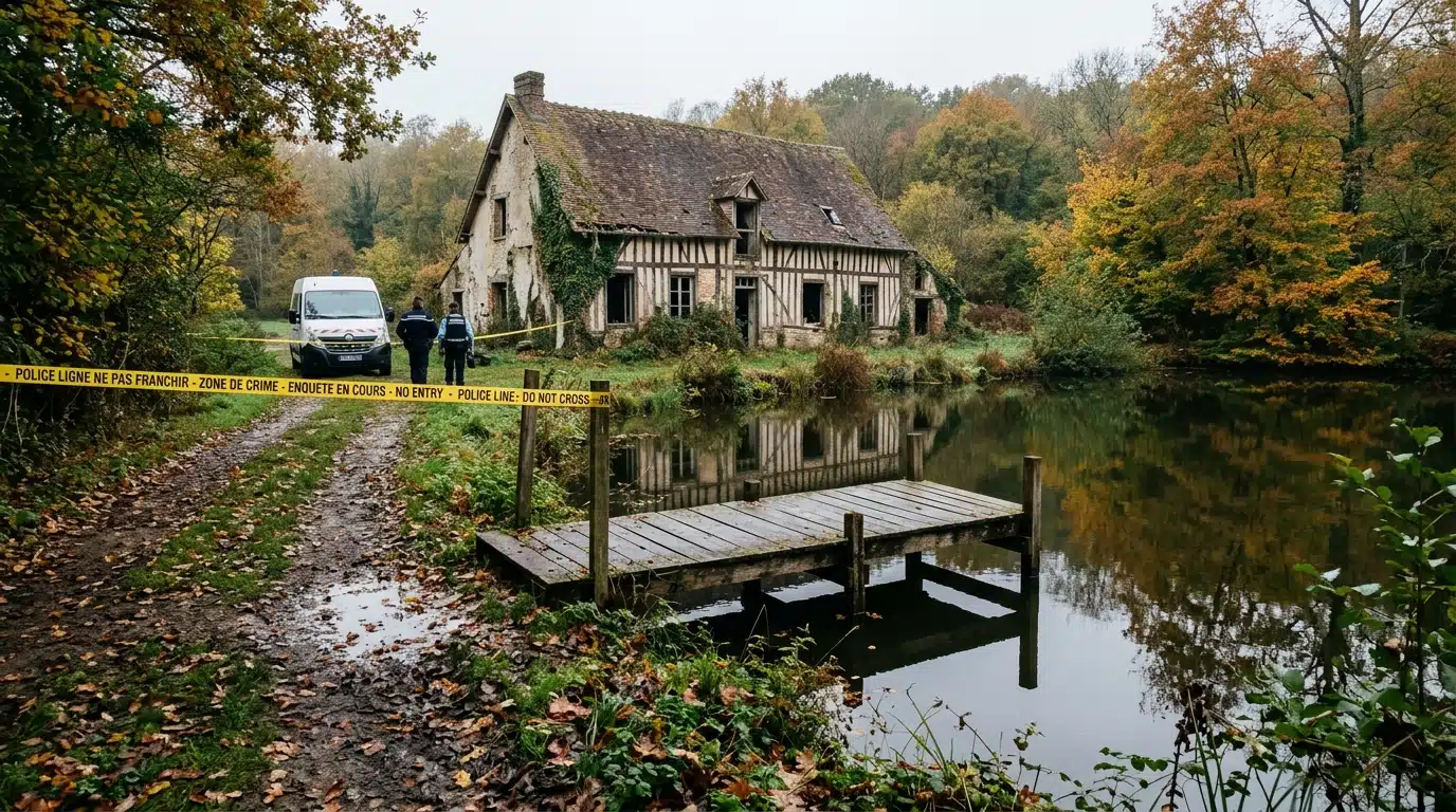 Maison abandonnée au bord d'un étang normand