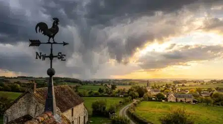 Ciel partagé entre nuages frais et soleil chaud