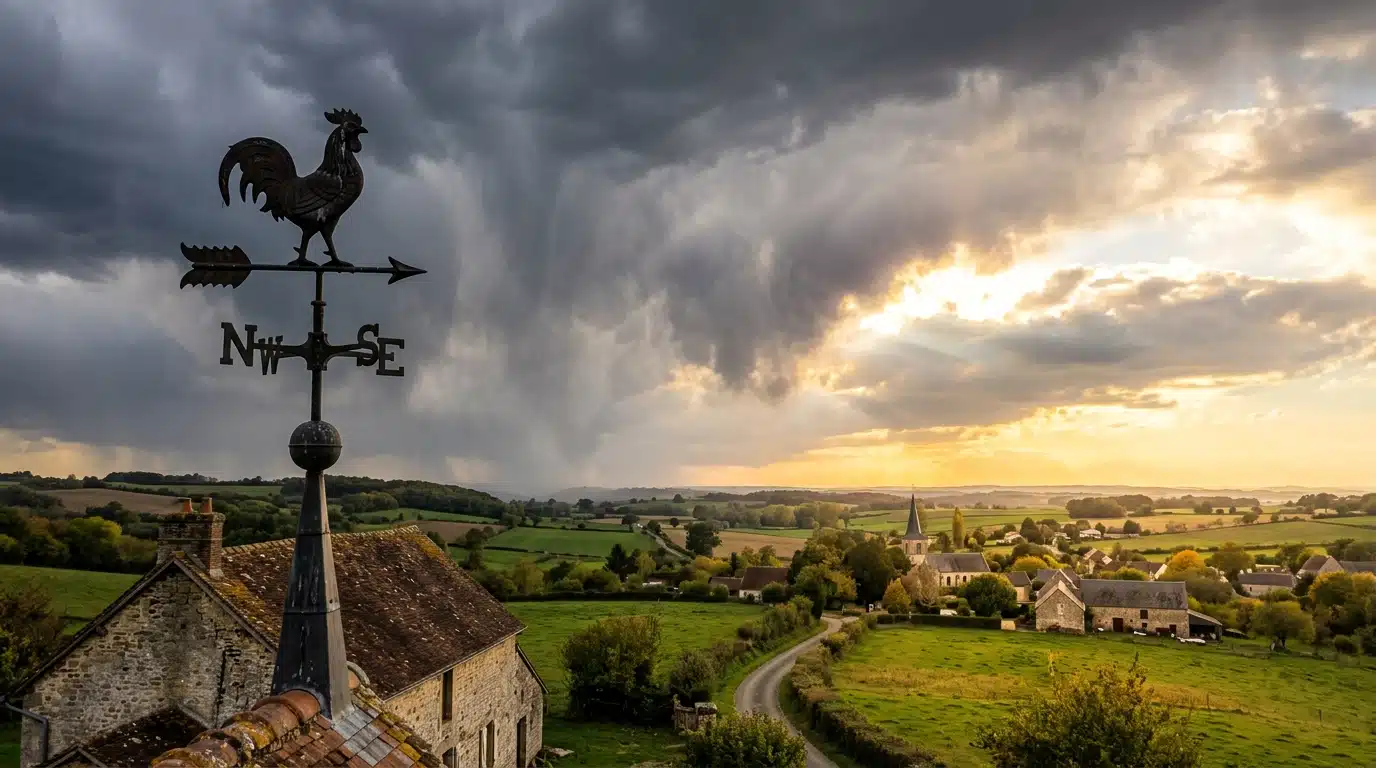 Ciel partagé entre nuages frais et soleil chaud