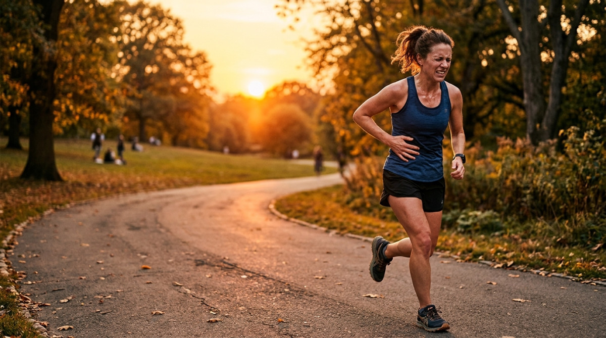 Coureur ressentant un point de côté pendant son jogging