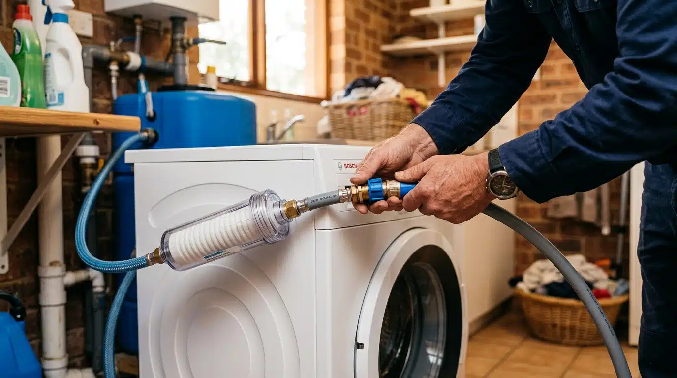 Installation d'un filtre entre cuve et lave-linge