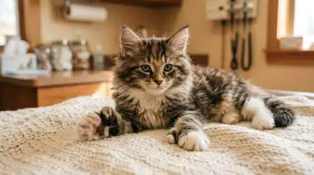 Chaton Maine Coon aux pattes larges et orteils multiples