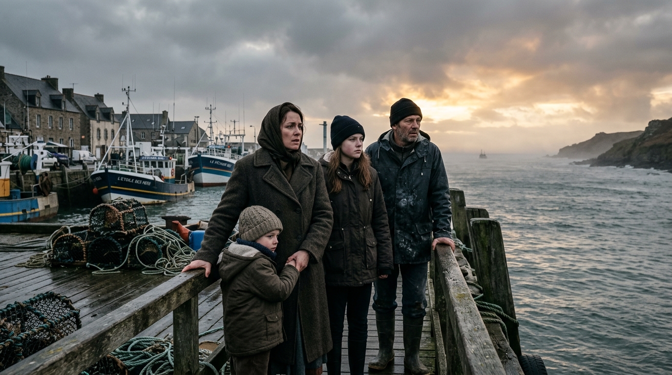 Famille de marin attendant des nouvelles sur le port