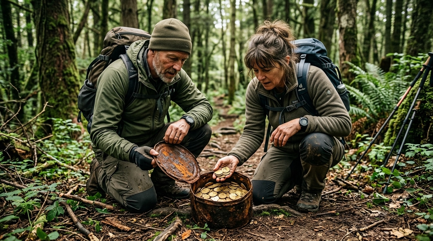 Deux randonneurs ouvrent une canette rouillée en forêt : 598 pièces d'or dedans, estimées 330 000 $